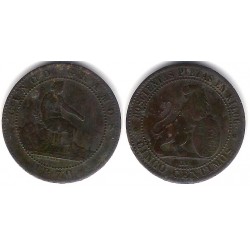 Gobierno Provisional. 1870. 5 Céntimos (BC/BC+) Ceca de Barcelona OM