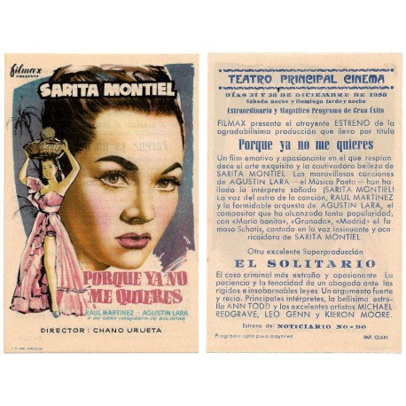 Porque ya no me quieres. 1958. Teatro Principal Cinema