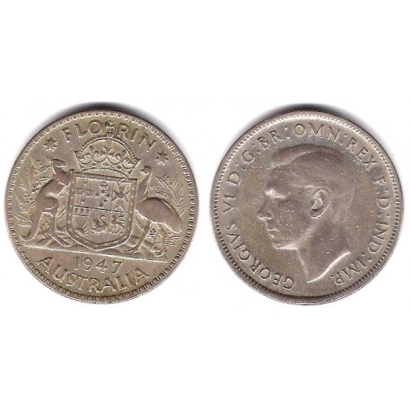 (40a) Australia. 1947. 1 Florin (BC+) (Plata)