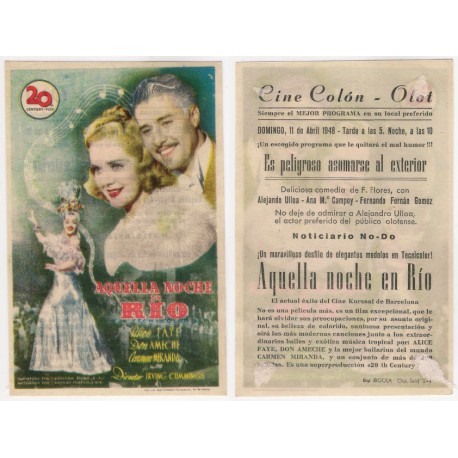 Aquella noche en Río. 1948. Cine Colón, Olot.
