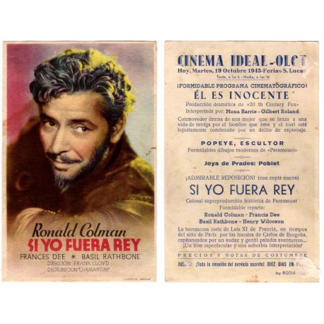 Si yo fuera Rey. 1943. Cinema Ideal, Olot