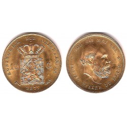 (106) Países Bajos. 1877. 10 Gulden (SC) (Oro) 6,72 gr. de .900