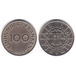 (4) Saarland (Protectorado). 1955. 100 Francs (EBC)