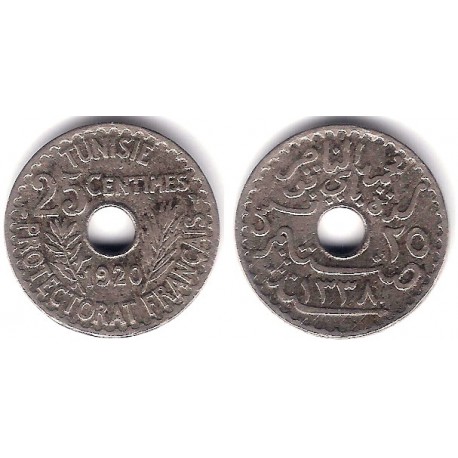 (244) República Tunecina. 1920. 25 Centimes (MBC)