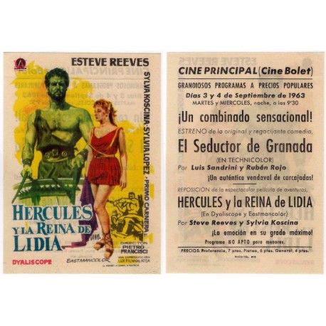 Hércules y la Reina de Lidia. 1963. Cine Principal, Cine Bolet