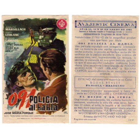 091 Policia al habla. 1961. Majestic Cinema