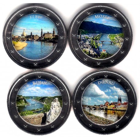 Europa. Sin Fecha. 2 Euro (x4) (SC) Rhein, Donau, Elbe y Mosel