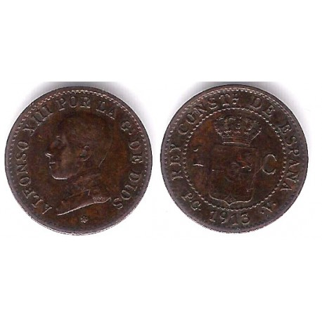 Alfonso XIII. 1913*(3). 1 Céntimo (MBC) Ceca de Madrid PC-V