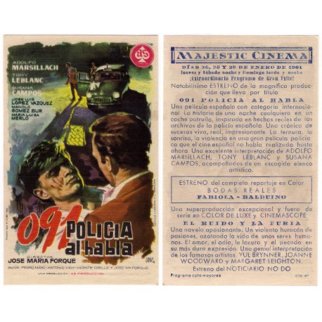 091 Policia al habla. 1961. Majestic Cinema