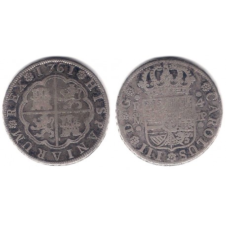 Carlos III. 1761. 4 Reales (MBC-) (Plata) Ceca de Madrid JP