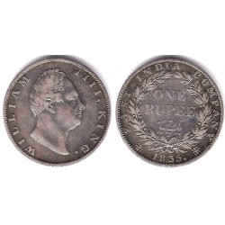 (450.3) India Británica. 1835. 1 Rupee (MBC) (Plata)