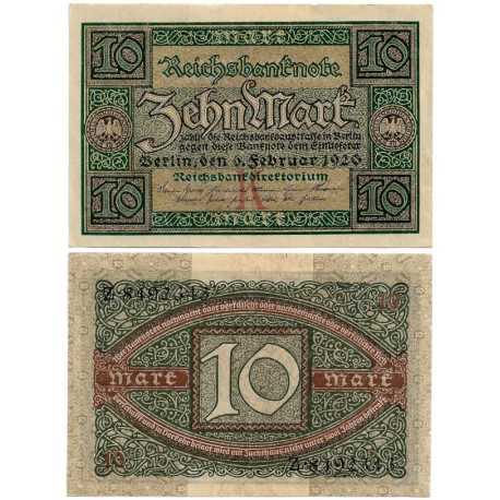 (67a) Imperio Alemán (Weimar). 1920. 10 Mark (EBC+)