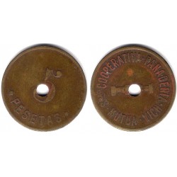 Sociedad Cooperativa. Panaderia. Vich. Mutua. 5 Pesetas (BC)
