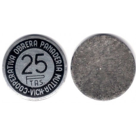 Sociedad Cooperativa. Panaderia. Vich. Mutua. 25 Pesetas (MBC)