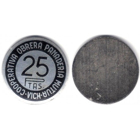 Sociedad Cooperativa. Panaderia. Vich. Mutua. 25 Pesetas (MBC)