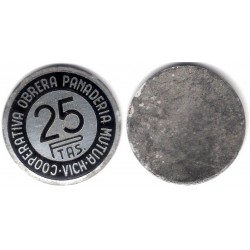 Sociedad Cooperativa. Panaderia. Vich. Mutua. 25 Pesetas (MBC)
