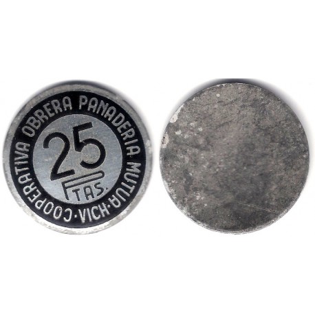 Sociedad Cooperativa. Panaderia. Vich. Mutua. 25 Pesetas (MBC)