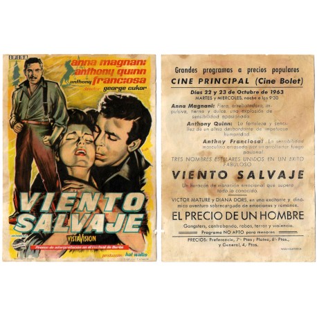 Viento Salvaje. 1963. Cine Principal, Cine Bolet