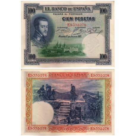 España. 1925. 100 Pesetas (SC) Serie E. Leve mancha esquina derecha superior