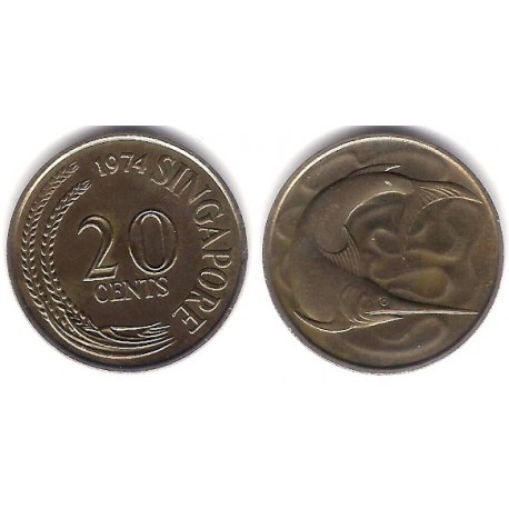 (4) Singapur. 1974. 20 Cents (EBC+)