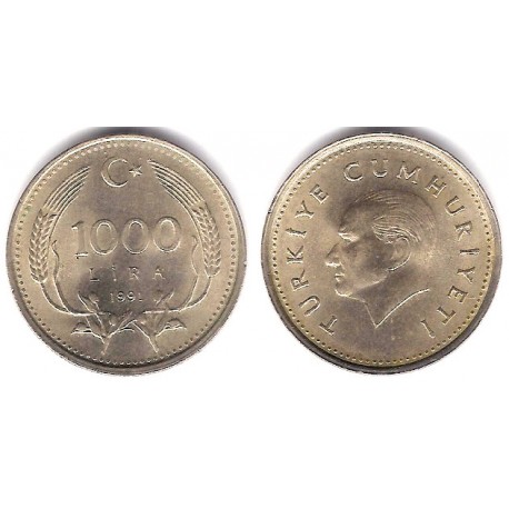 (997) Turquía. 1991. 1000 Lira (EBC)