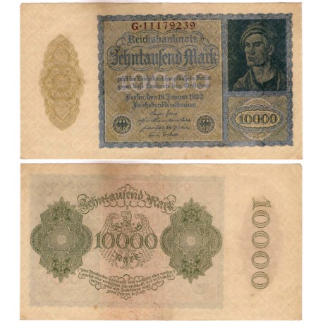 (72) Imperio Alemán (Weimar). 1922. 10000 Mark (MBC+)