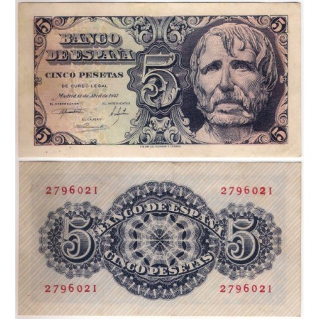 Estado Español. 1947. 5 Pesetas (EBC) Sin Serie