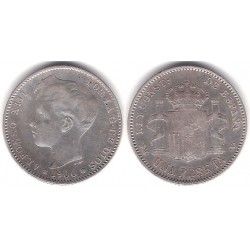 Alfonso XIII. 1900*(19-00). 1 Peseta (BC+) (Plata) Ceca de Madrid SM-V