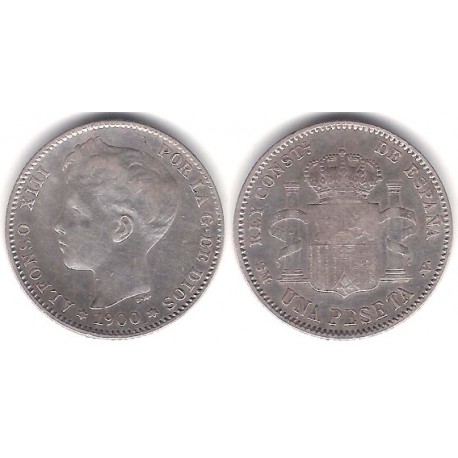 Alfonso XIII. 1900*(19-00). 1 Peseta (BC+) (Plata) Ceca de Madrid SM-V