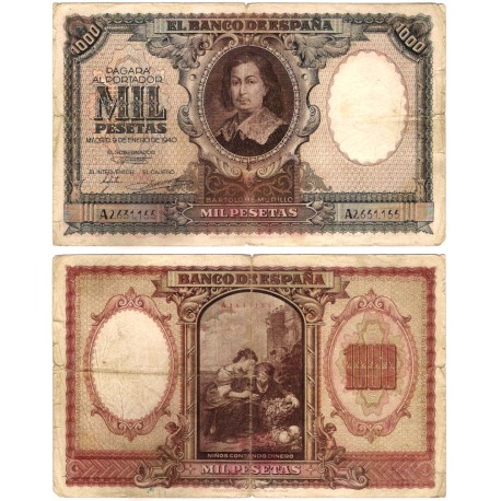 Estado Español. 1940. 1000 Pesetas (BC) Roturas
