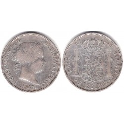 Isabel II. 1867. 2 Escudos (MBC-) (Plata) Ceca de Madrid