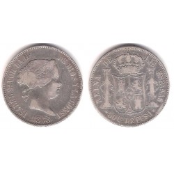 Isabel II. 1868. 50 Centavos de Peso (MBC-) (Plata) Ceca de Manila