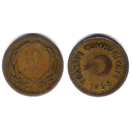 (888) Turquía. 1956. 10 Kurus (MBC)