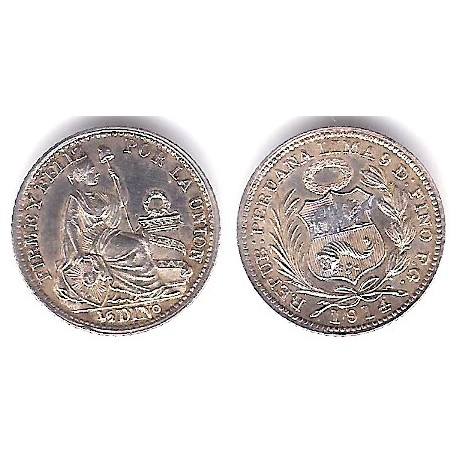 (206.2) Perú. 1914. ½ Dinero (EBC) (Plata)