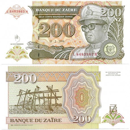 (62) Zaire. 1994. 200 Nouveaux Zaires (SC)