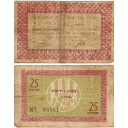 Codines del Vallés. 1937. 25 Céntimos (BC)