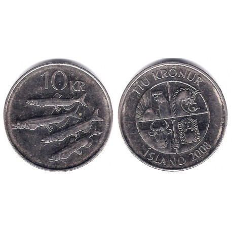 (29.1a) Islandia. 2008. 10 Kronur (EBC)