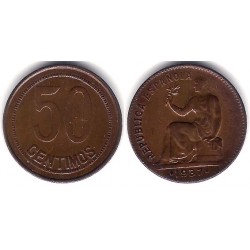 España (II República). 1937*(3-6). 50 Céntimos (SC) VARIANTE Orla de puntos a cuadros