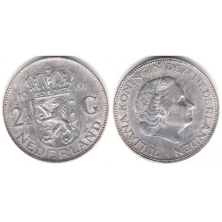 (185) Países Bajos. 1961. 2½  Gulden (MBC) (Plata)
