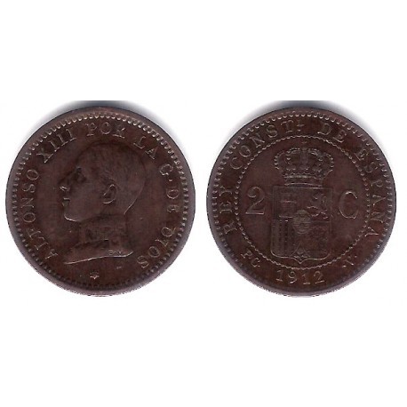 Alfonso XIII. 1912*(12). 2 Céntimos (MBC-) Ceca de Madrid PC-V