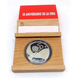 España. 1995. 2000 Pesetas (Proof) (Plata) 50 Aniversario de la ONU