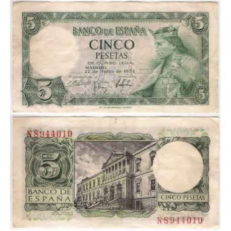 Estado Español. 1954. 5 Pesetas (MBC) Serie N