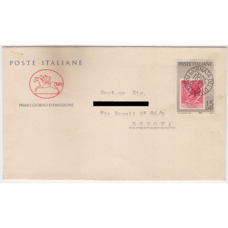 Sobre Primer Día. Italia. 1959. Giornata del Francobollo (Nuevo)