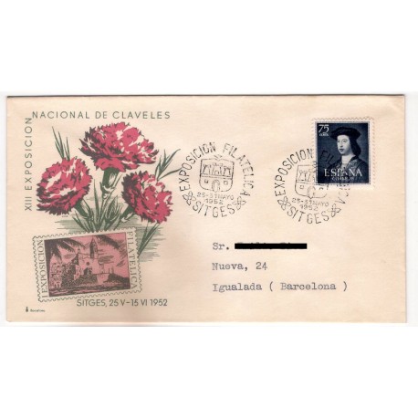 Sobre Primer Día. España. 1952. XIII Exposición Nacional de Claveles (Nuevo)