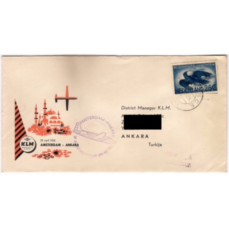 Sobre Primer Día. Países Bajos. 1956. Amsterdam-Ankara (Nuevo)