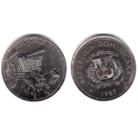 (71.1) República Dominicana. 1989. 25 Centavos (SC)