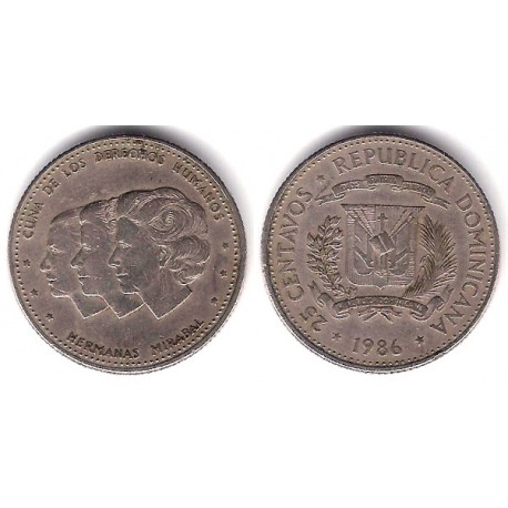 (61.2) República Dominicana. 1986. 25 Centavos (BC)