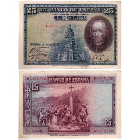 España. 1928. 25 Pesetas (MBC+) Serie D