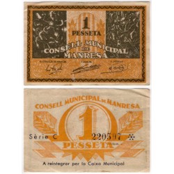 Manresa. 1937. 1 Peseta (MBC) Serie C