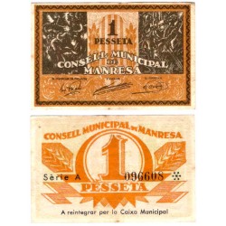 Manresa. 1937. 1 Peseta (EBC) Serie A